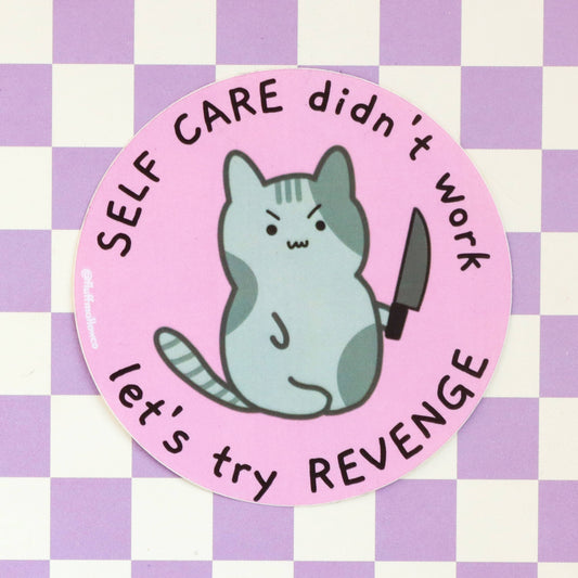 "Let's Try Revenge" Angry Kitty Vinyl Sticker