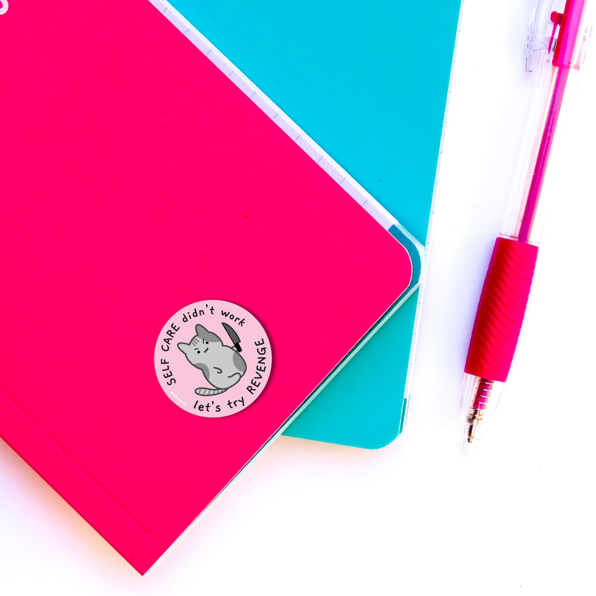 "Let's Try Revenge" Angry Kitty Vinyl Sticker