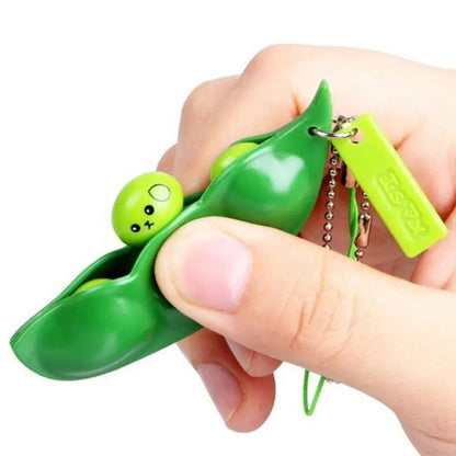 Edamame Bean Stress Relief Fidget Keychain
