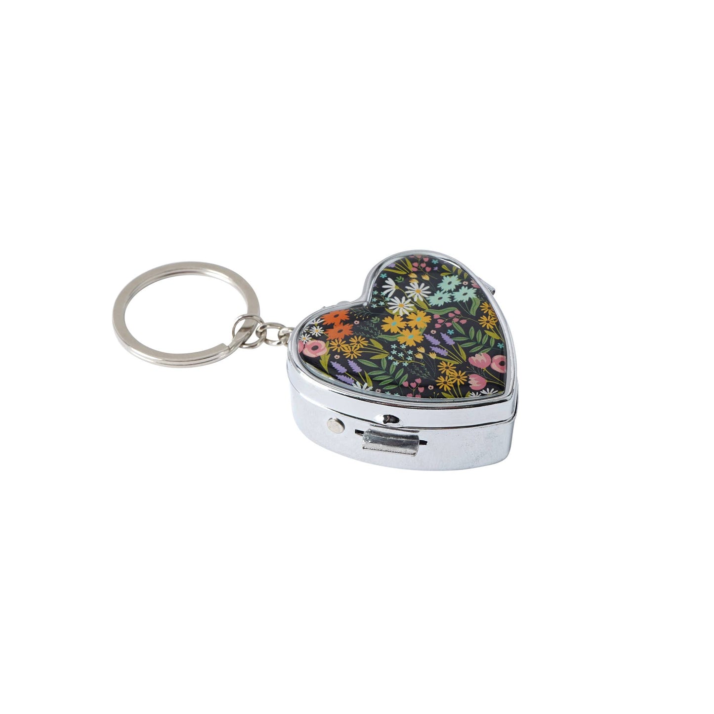 "The Flower Market" Heart ADHD Medication Pill Box Keyring