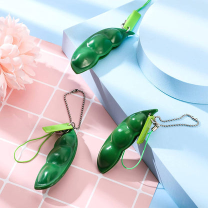 Edamame Bean Stress Relief Fidget Keychain