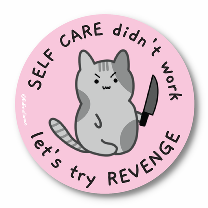 "Let's Try Revenge" Angry Kitty Vinyl Sticker