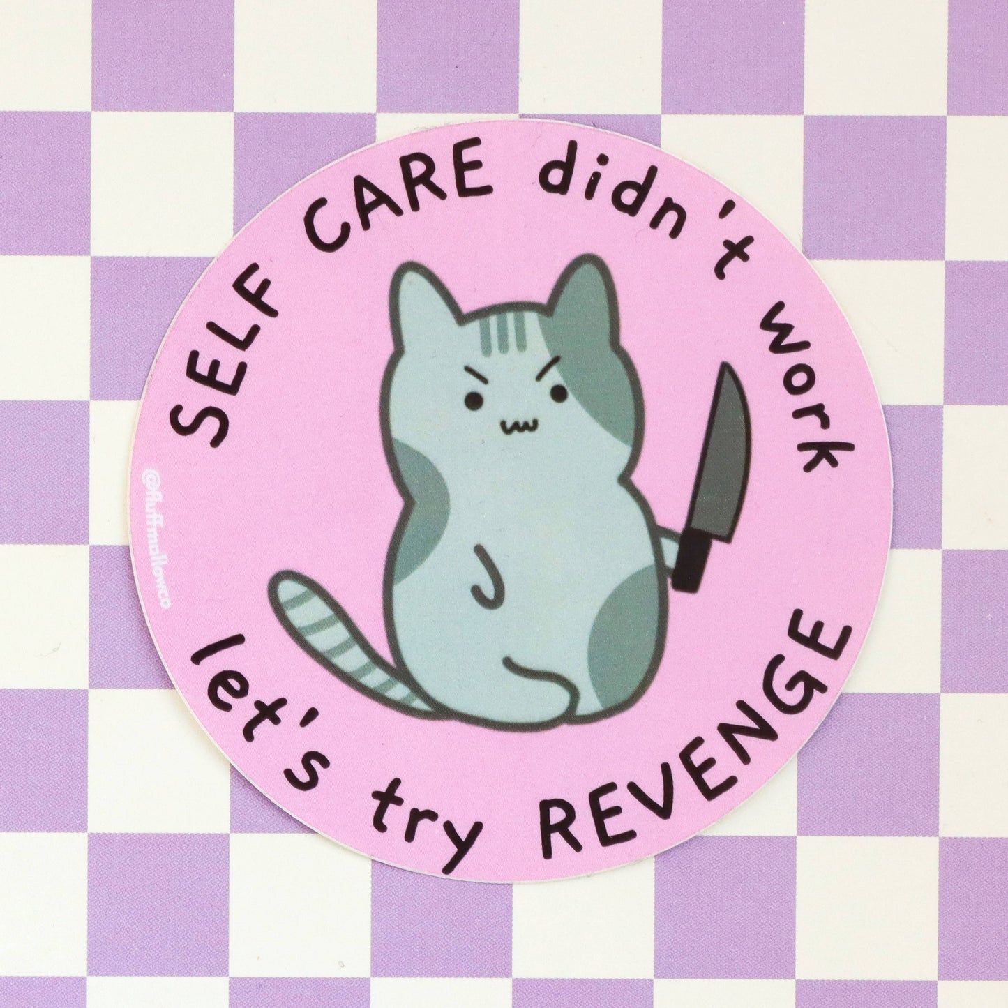 "Let's Try Revenge" Angry Kitty Vinyl Sticker