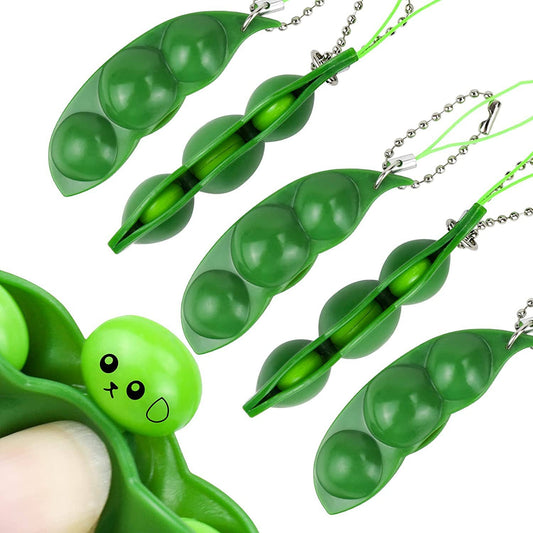 Edamame Bean Stress Relief Fidget Keychain
