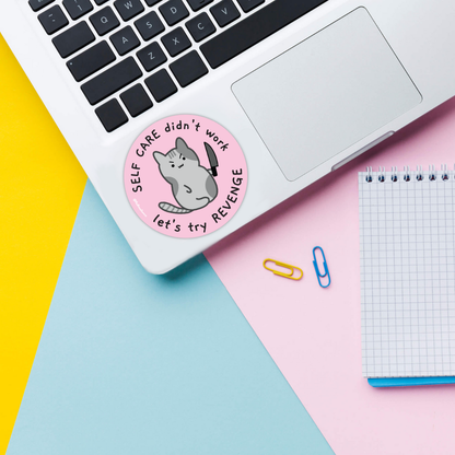 "Let's Try Revenge" Angry Kitty Vinyl Sticker