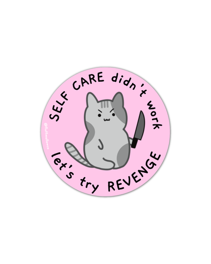 "Let's Try Revenge" Angry Kitty Vinyl Sticker