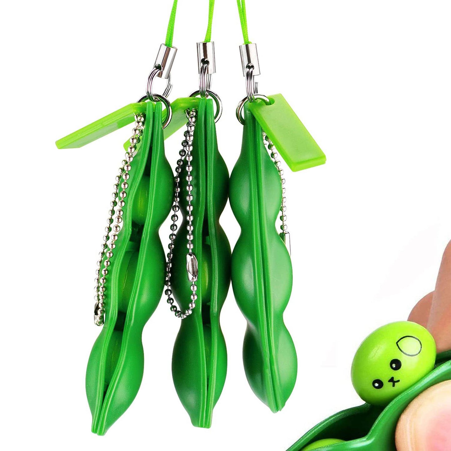 Edamame Bean Stress Relief Fidget Keychain
